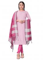Cotton Jacquard Pink Casual Wear Printed Dress Material